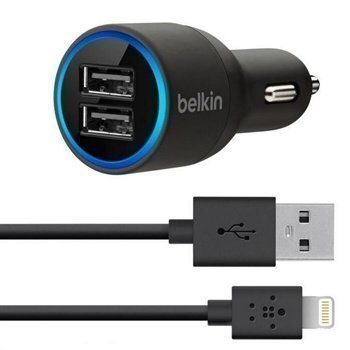 Belkin Lightning Autolaturi Kaksi USB-Porttia Musta