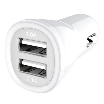 Kanex Yleiskäyttöinen 2-porttinen USB-Autolaturi Valkoinen