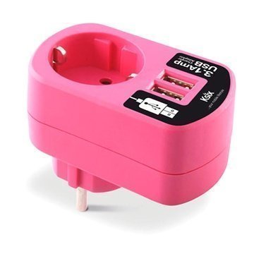 Ksix Dual USB-Matkalaturi Vaaleanpunainen 3.1 A