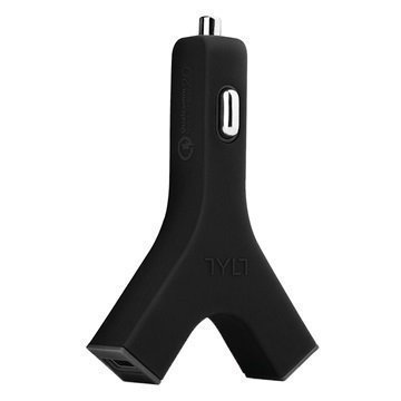 Tylt Y-Charge QUIK Dual USB Car Charger 4.8A Black