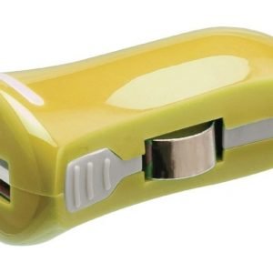 USB-autolaturi USB A naaras - 12 V autoliitäntä keltainen