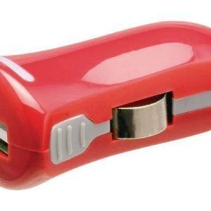 USB-autolaturi USB A naaras - 12 V autoliitäntä punainen