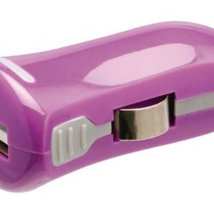 USB-autolaturi USB A naaras - 12 V autoliitäntä purppura