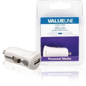 USB-autolaturi USB A naaras - 12 V autoliitäntä valkoinen 2.1A