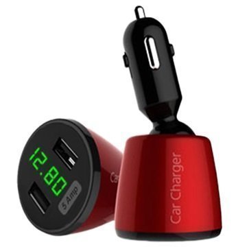 Yleiskäyttöinen Pyörivä Kaksois-USB Autolaturi CARV-A1B Punainen