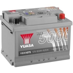 Yuasa YBX5075 12V 60Ah 620CCA Silver High Perfomance SMF Käynnistysakku