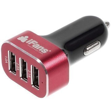 iFans EL-IP4-C06 Autolaturi 3 USB-Porttia Punainen
